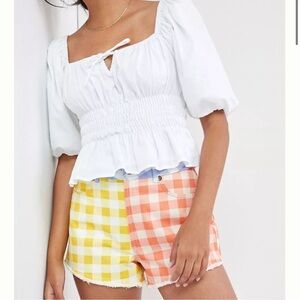 Anthropologie Farm Rio Colorful Gingham Women's Shorts Size Medium